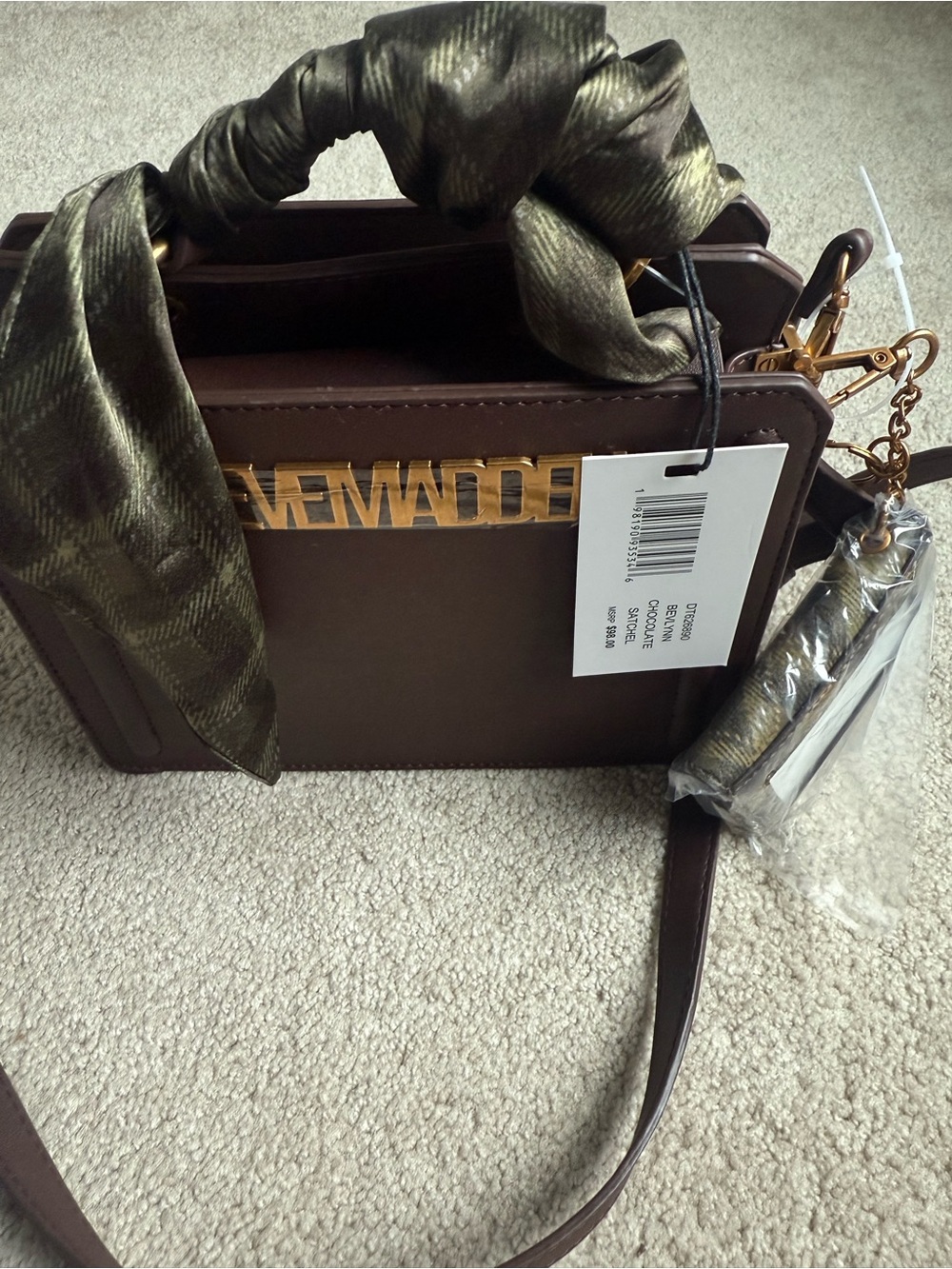 Steve Madden Chocolate Leather Satchel - Women's Crossbody Bag